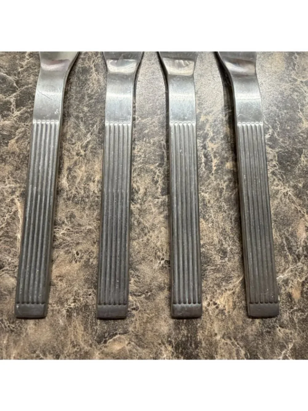 4 Dansk Thebe Stainless Salad Forks Japan Satin Ribbed Flatware Replacement